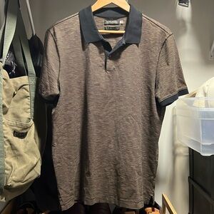 Banana Republic luxury touch polo slim fit, medium black with gold stripes